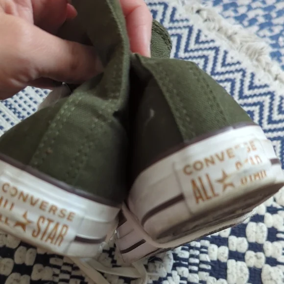 Converse Olive High-Tops with Black Patch - Picture 3 of 5